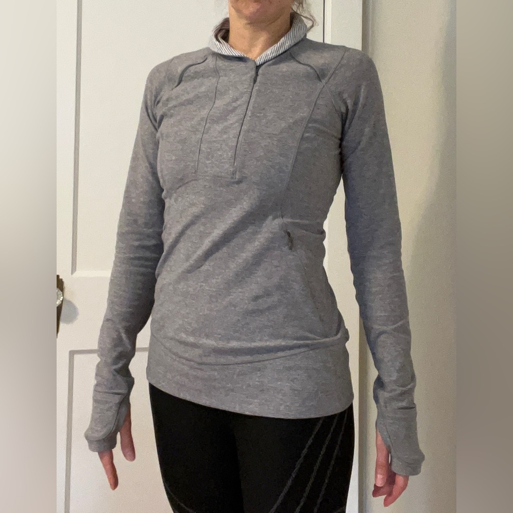 Grey Lululemon Half Zip Long Sleeve